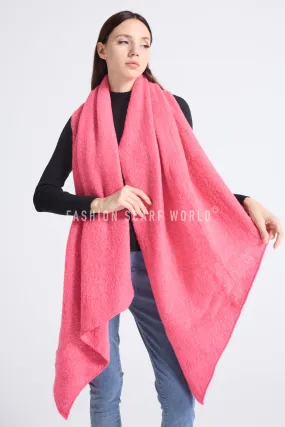 Plain Boucle Diagonal Edge Wool Scarf