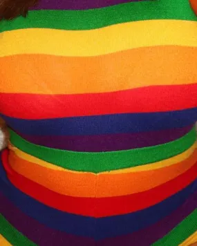 Plus Size Rainbow Striped Long Sleeve Bodysuit
