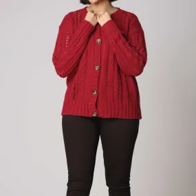 Red Mid Length Cardigan PW2900