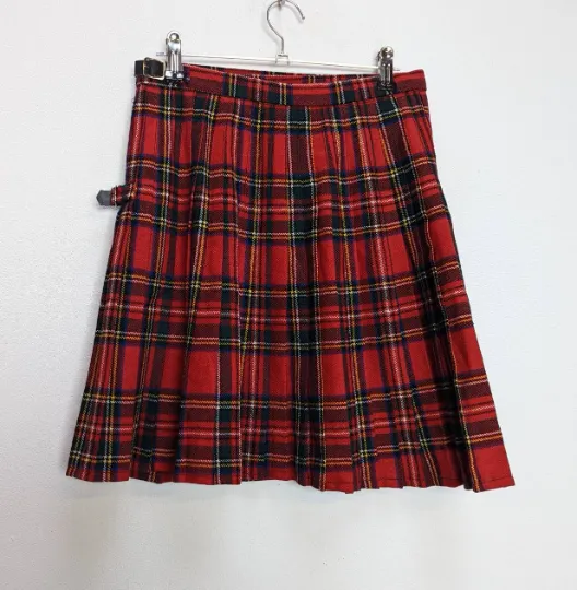Red Plaid Mini-Skirt - XS