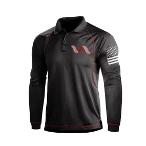 RIBBON QUICK DRY RAGLAN GRAPHIC LONG SLEEVE POLO SHIRT