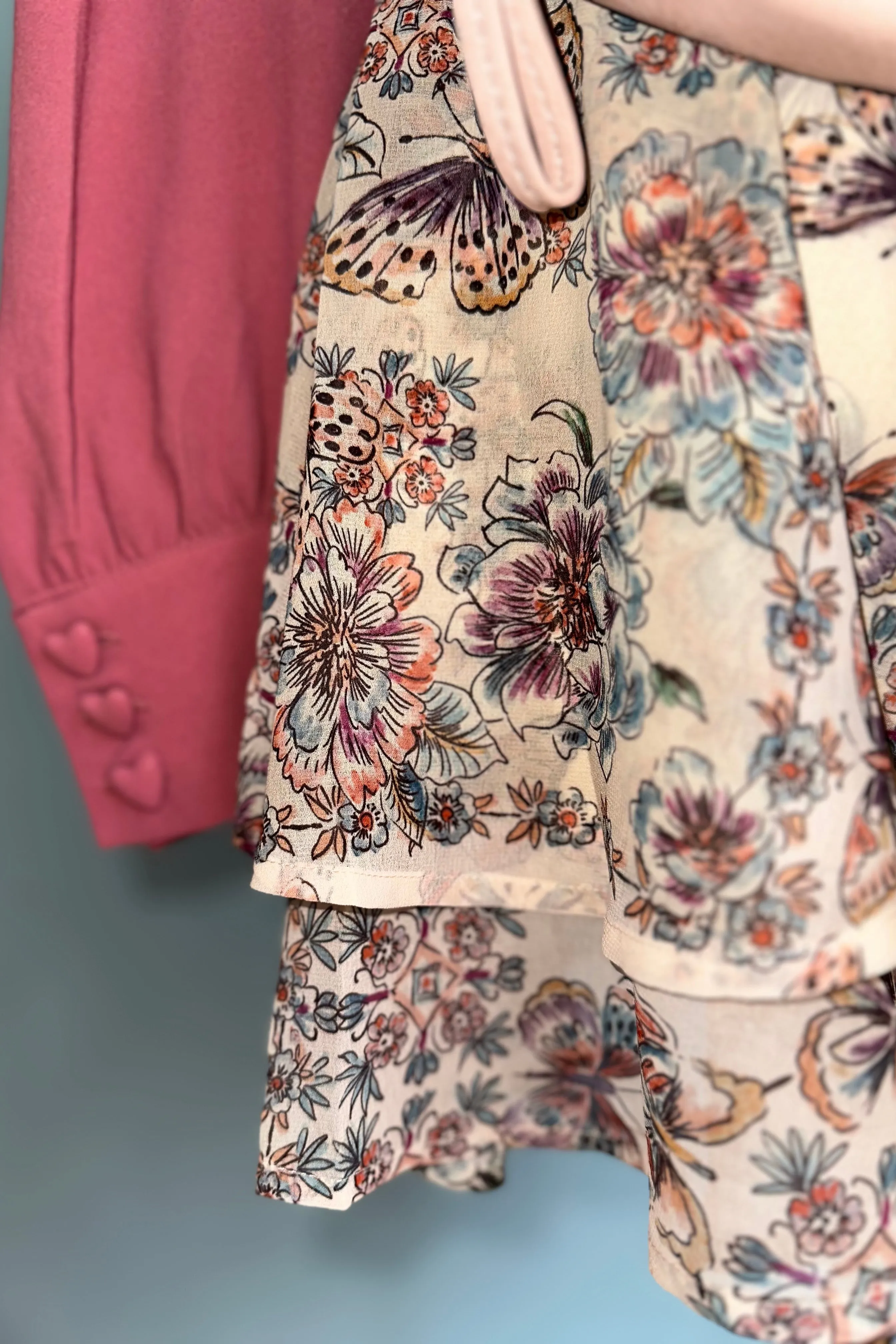 Ruffled Butterfly Print Mini Skirt by Molly Bracken