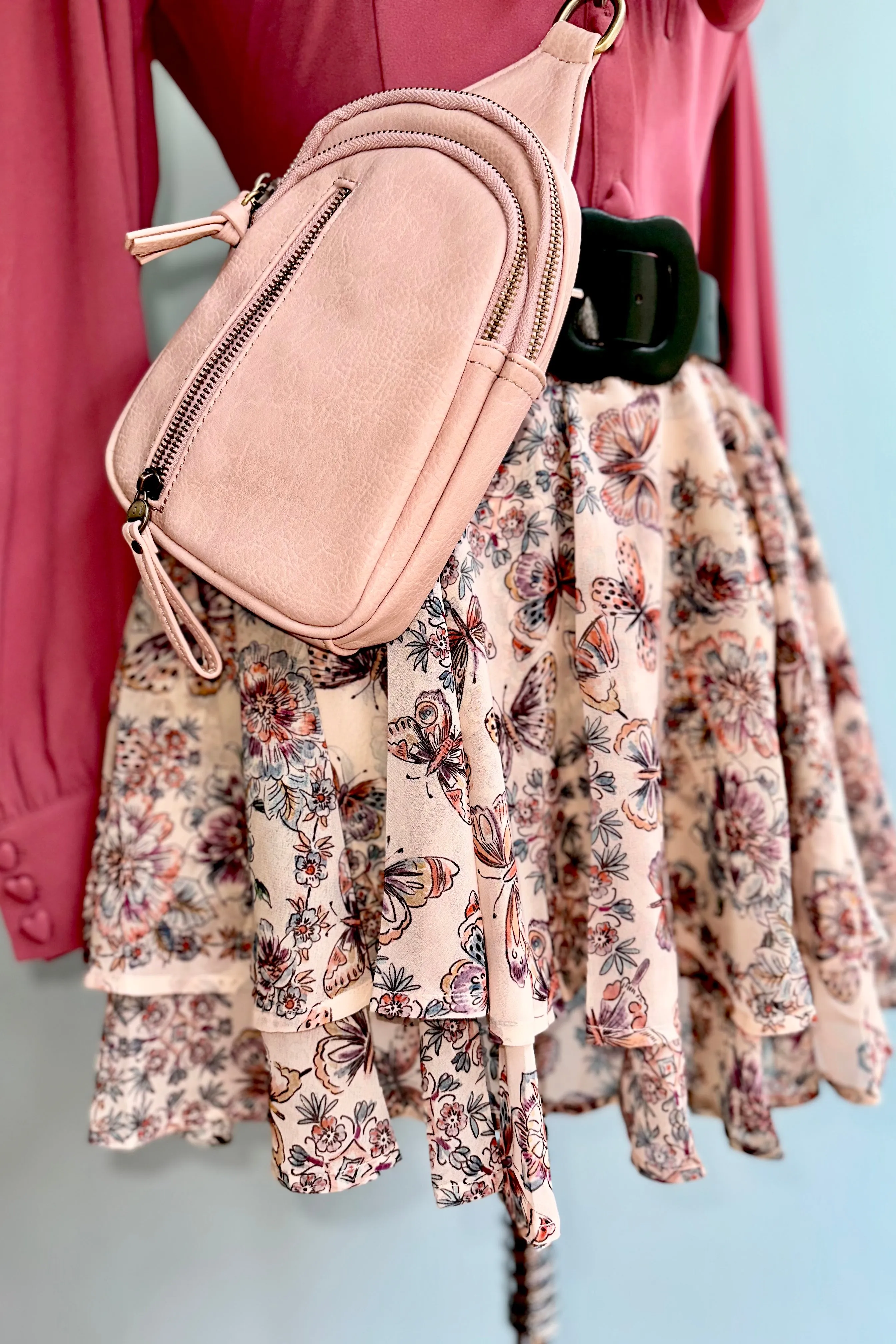 Ruffled Butterfly Print Mini Skirt by Molly Bracken