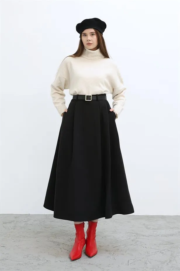 RYN Pleated Long Skirt - Black - Torrelavega