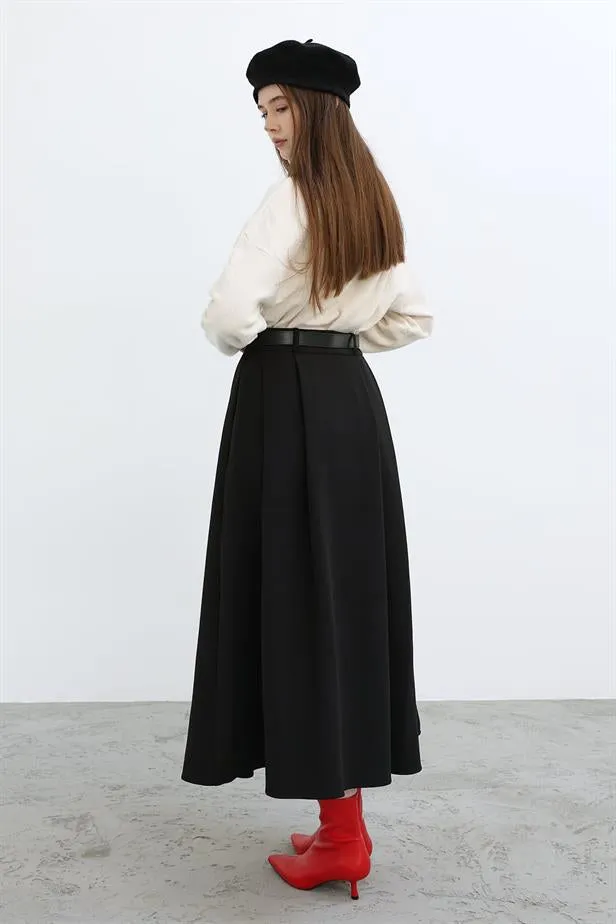 RYN Pleated Long Skirt - Black - Torrelavega