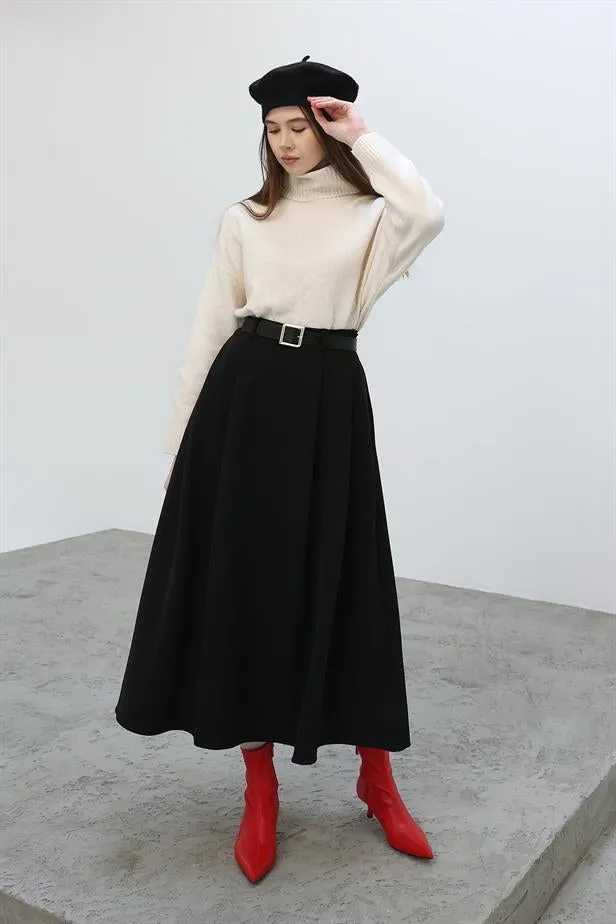 RYN Pleated Long Skirt - Black - Torrelavega