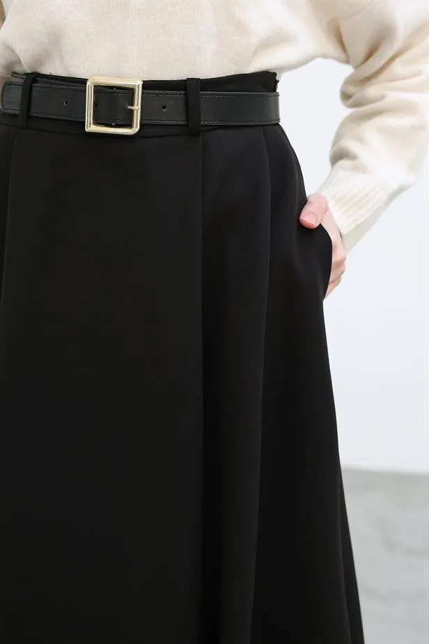 RYN Pleated Long Skirt - Black - Torrelavega