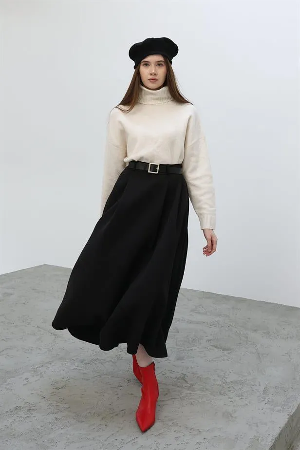 RYN Pleated Long Skirt - Black - Torrelavega