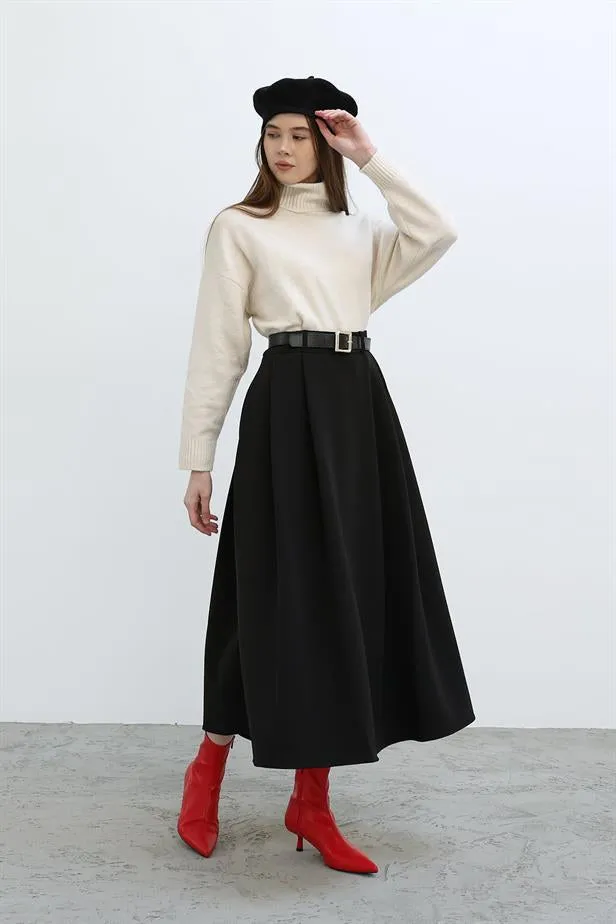 RYN Pleated Long Skirt - Black - Torrelavega
