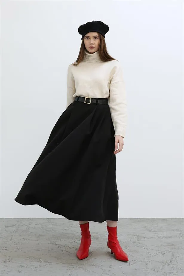 RYN Pleated Long Skirt - Black - Torrelavega