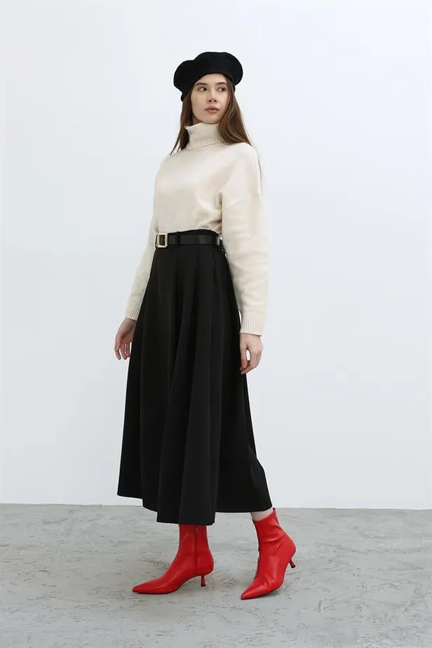 RYN Pleated Long Skirt - Black - Torrelavega