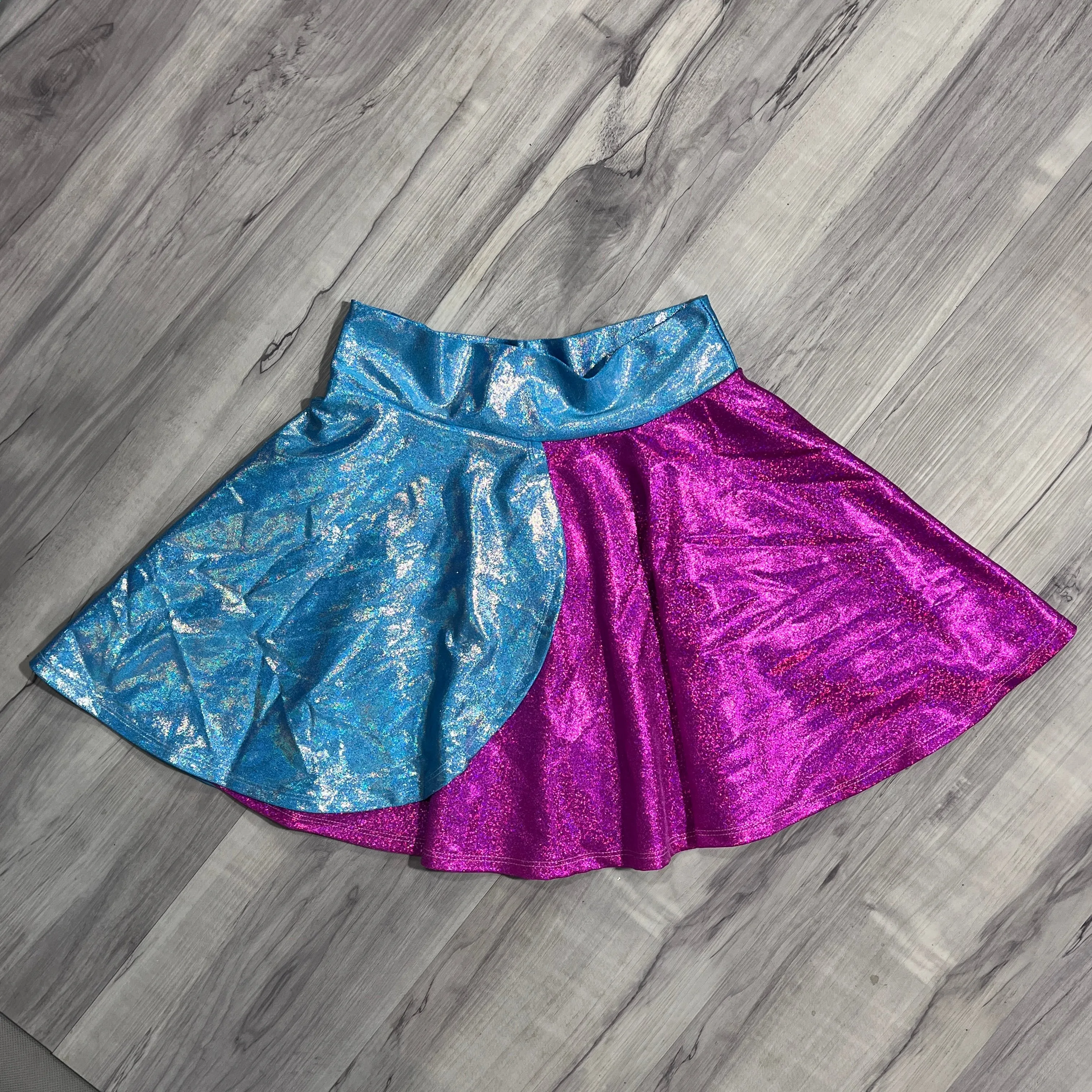 SALE - SMALL - Pink and Blue Sparkle Petal Skater Skirt