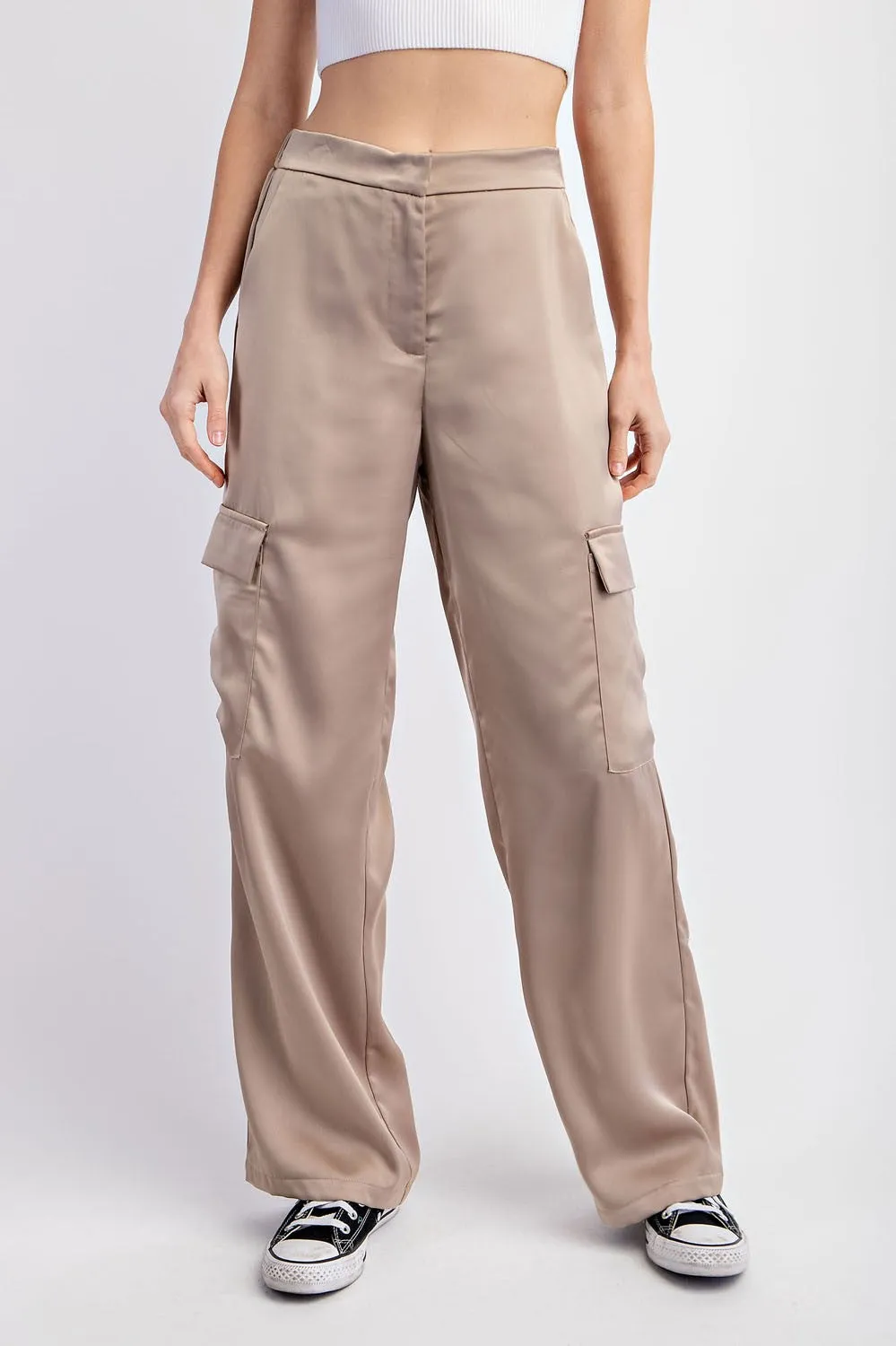 Satin Cargo Pants