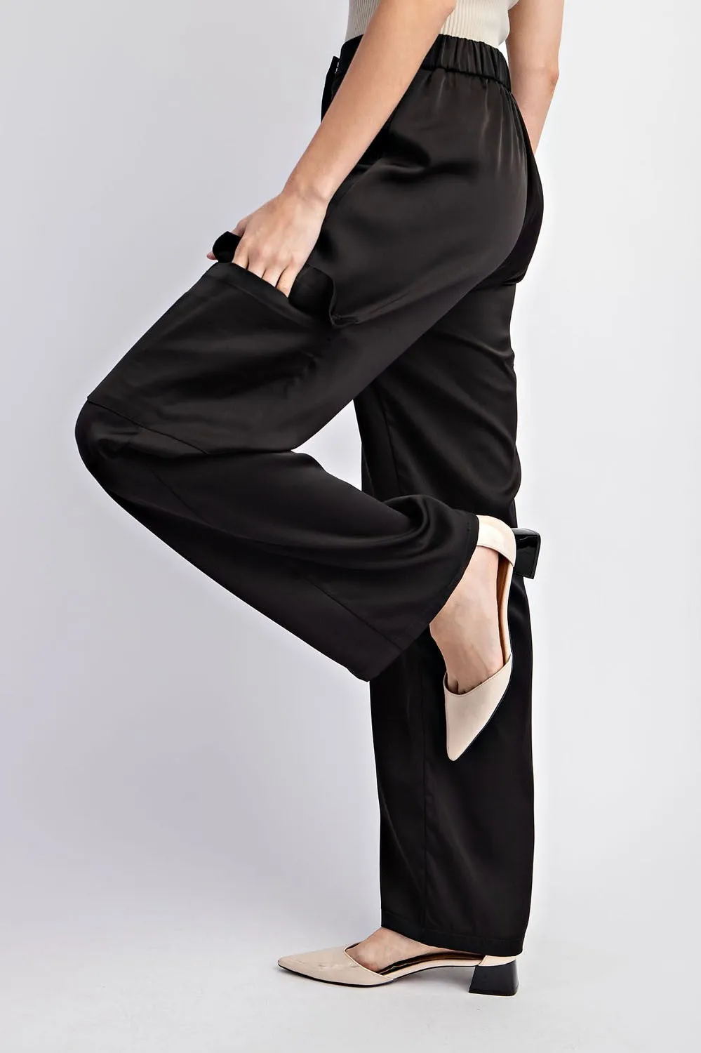 Satin Cargo Pants