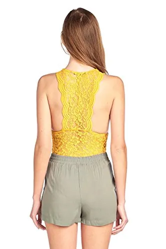 Sleeveless V Neck Racer Back Lace Snap Playsuit Bodysuit