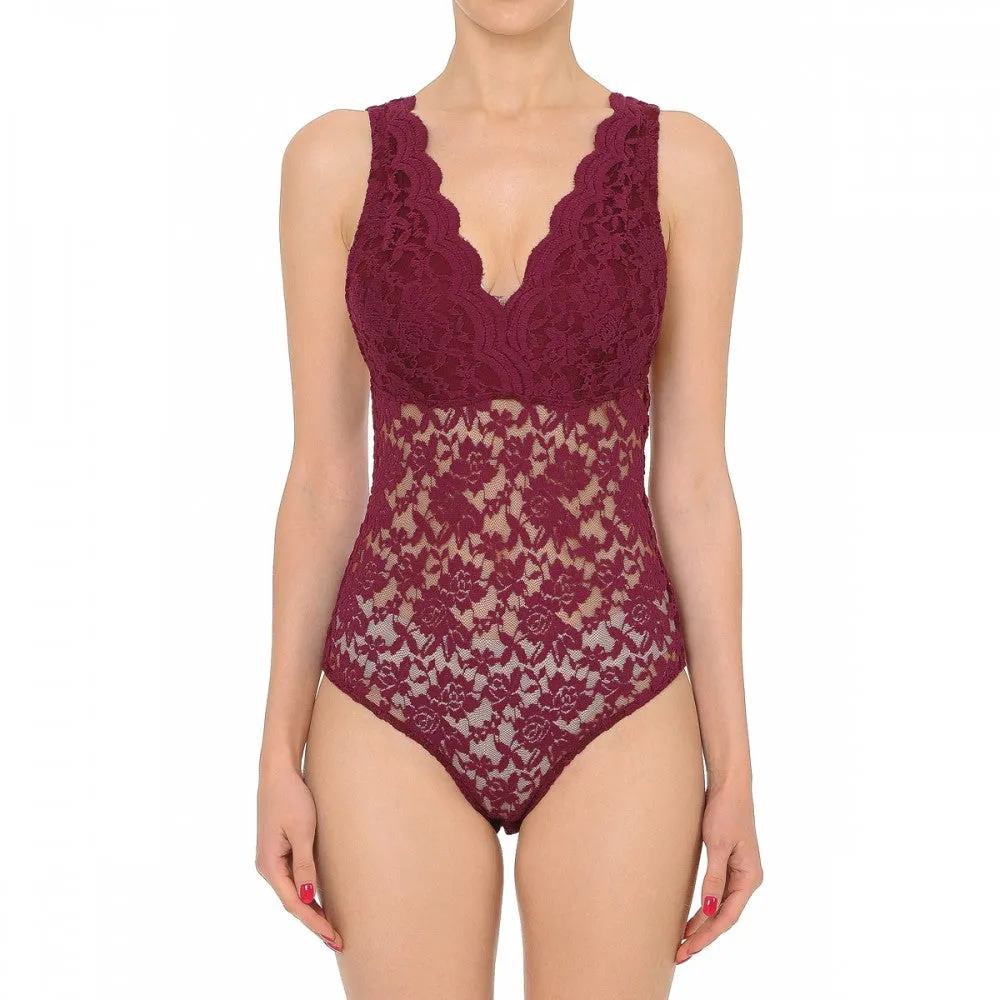 Sleeveless V Neck Racer Back Lace Snap Playsuit Bodysuit