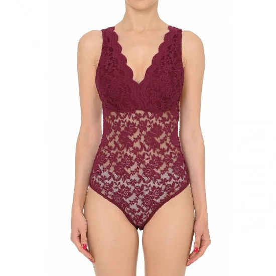 Sleeveless V Neck Racer Back Lace Snap Playsuit Bodysuit