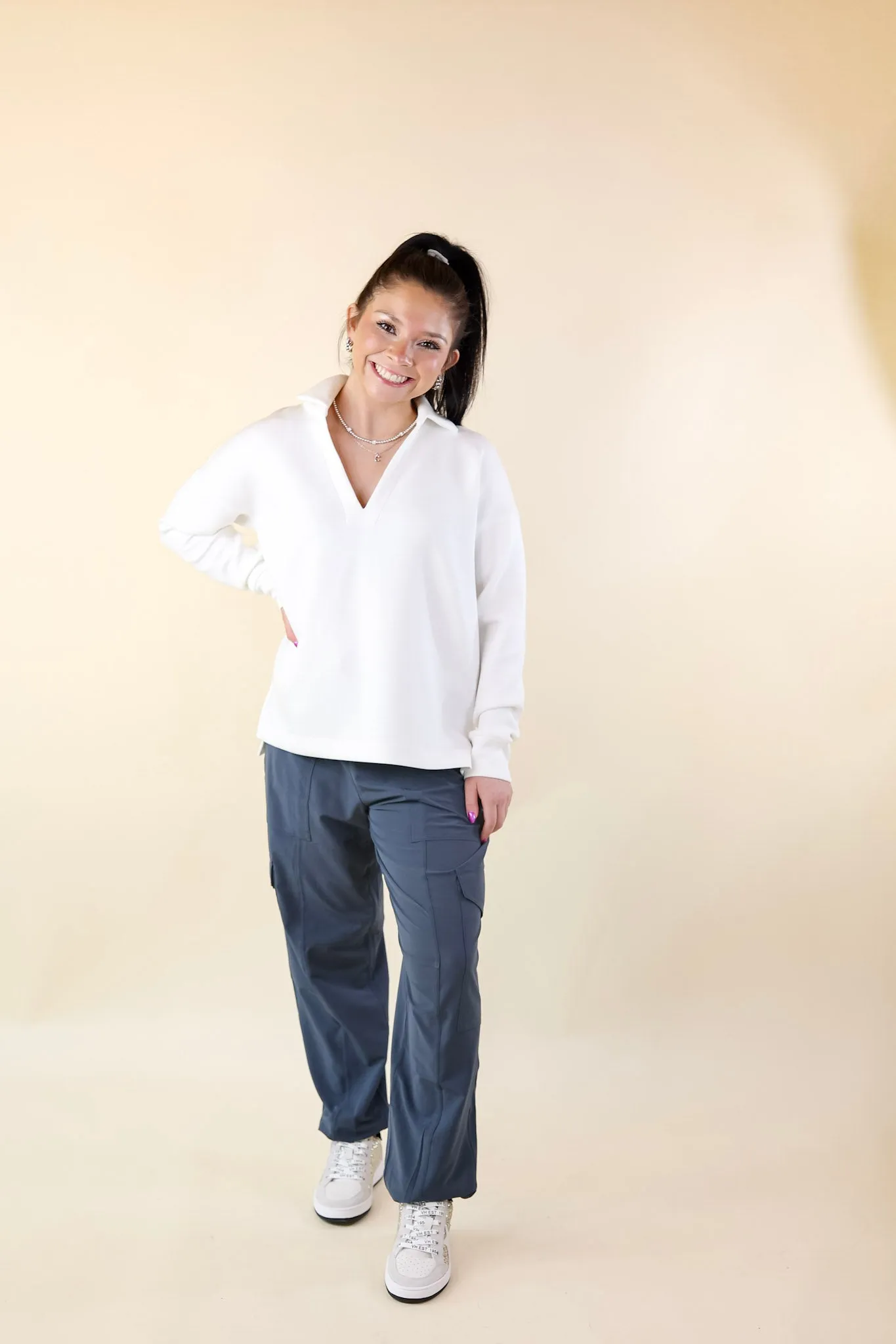 SPANX | AirEssentials Collared Polo Top in Powder White