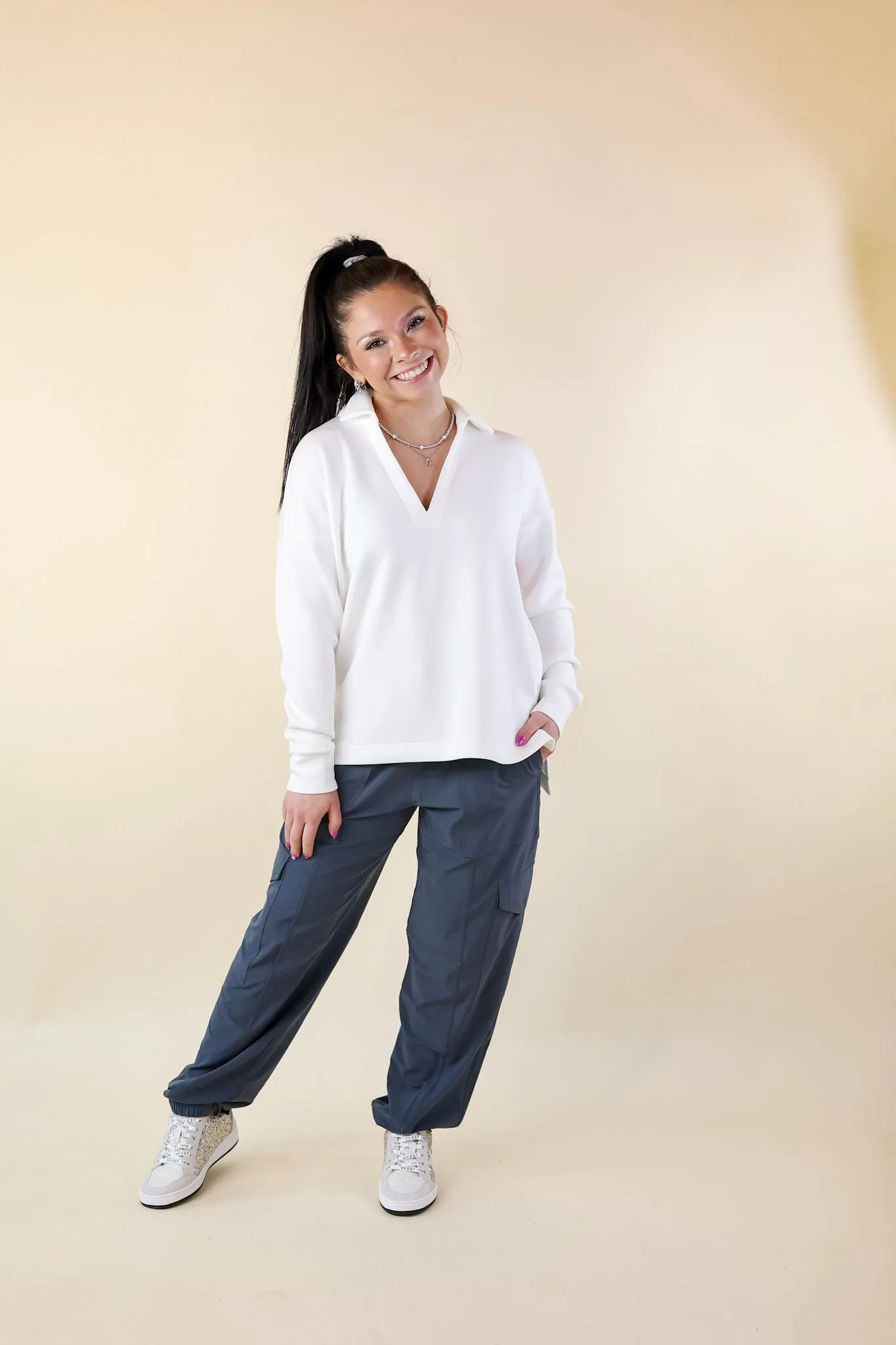 SPANX | AirEssentials Collared Polo Top in Powder White