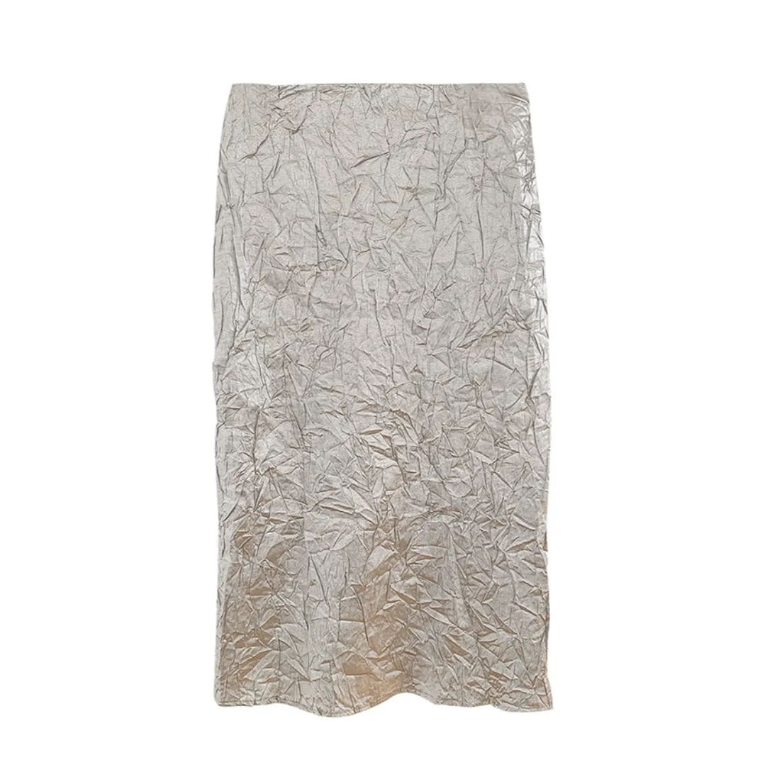 Thelma Crinkle Silver Metallic Skirt