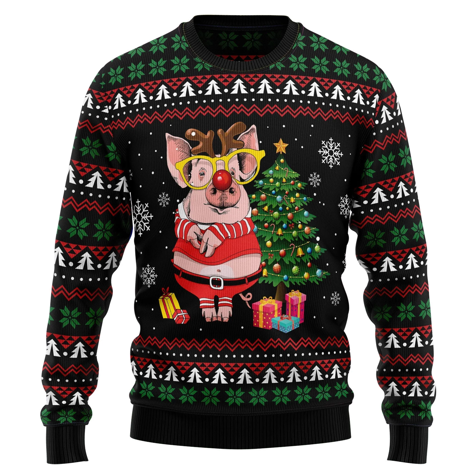 Ugly Christmas Sweater JulesRoche All-Over-Print Warm Wool Blend