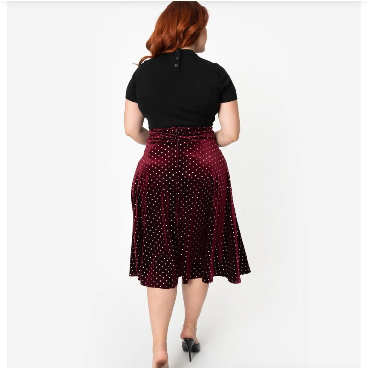 Velvet Wine and Silver Polka Dot Vivian Skirt
