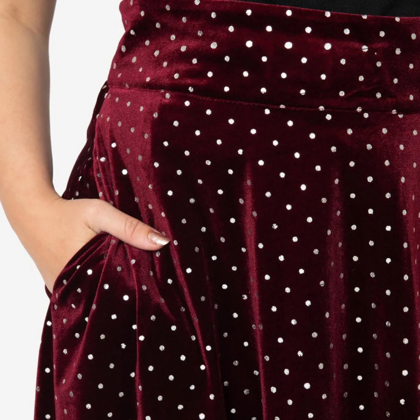 Velvet Wine and Silver Polka Dot Vivian Skirt