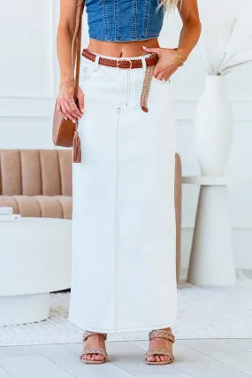 VersaChic Denim Skirt - White
