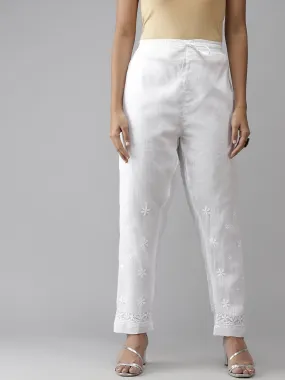 White Cotton Kota 100% Original Chikankari Pant