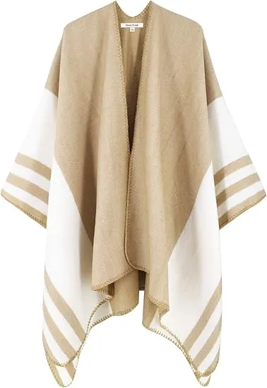 Yellow Winter Chic Plaid Poncho Cardigan