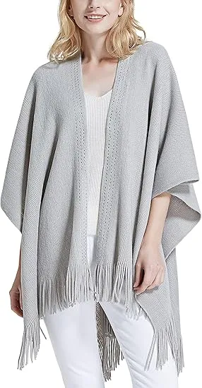 Yellow Winter Chic Plaid Poncho Cardigan